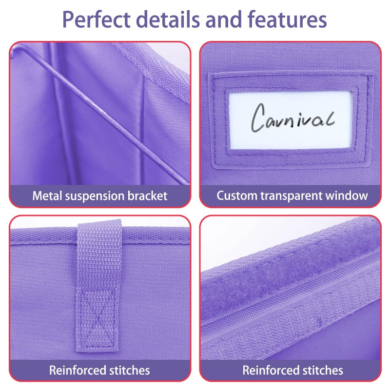 abcxgood Desktop File Organizer Box,Collapsible Hanging Filing Box,Home Office Document Storage Organizer with Front Pocket and Handles, Letter Size Folder. (PURPLE) - Image 3