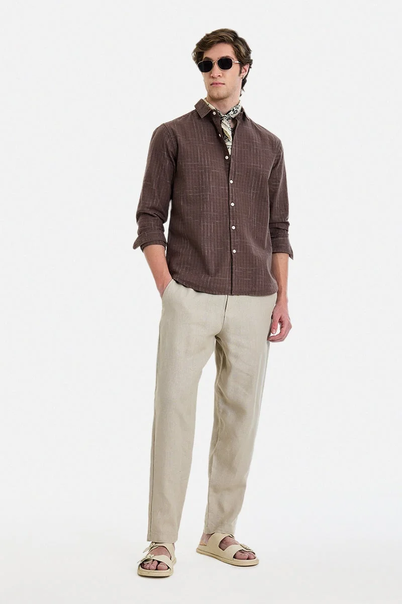 SNITCH Brown Checkered Long Sleeve Regular Fit Shirt
