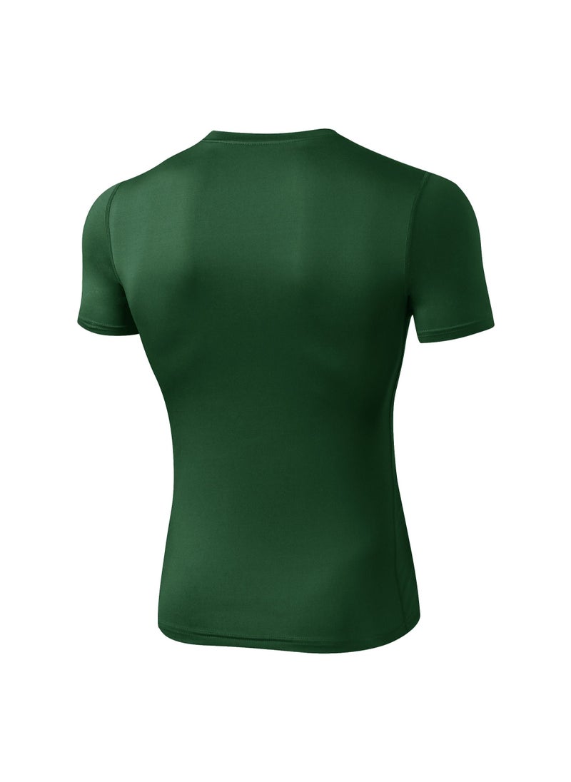 Loquat Men Quick Dry Breathable Elastic T-Shirt Dark Green  - Image 2