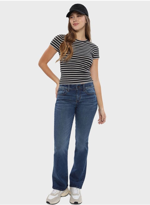 Low Rise Straight Fit Flared Jeans