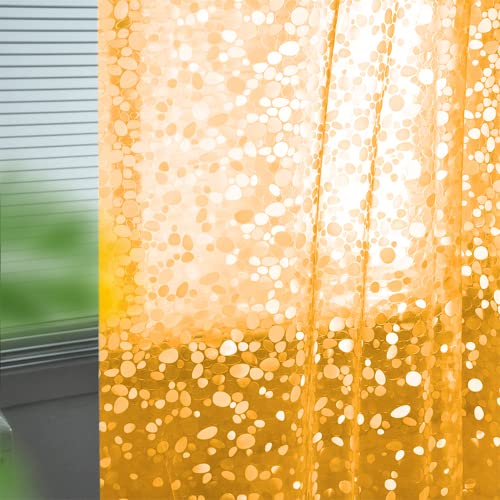 Ga-Geetopia Fall EVA Orange Thin Shower Curtain Liner, Pebble Pattern 72x72 Inch Lightweight Plastic Bathroom Shower Showroom Inner Curtain with Rustproof Metal Grommets and Weighted Magnets - Image 1