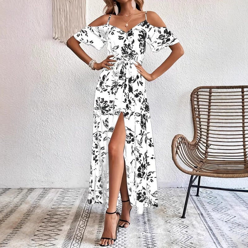 Women's Spaghetti Strap Floral Maxi Dress - Image 2