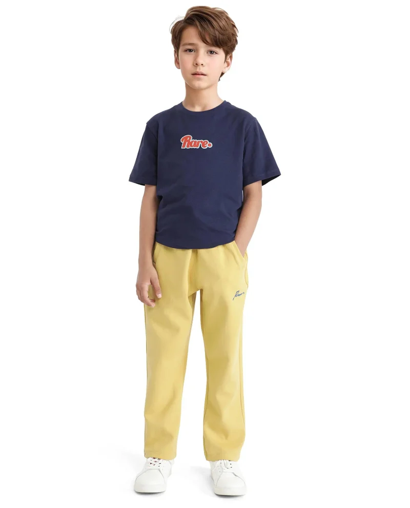 رير ونز Rare Ones Kids Kan Yellow Cotton Poly Flock Print Trackpant