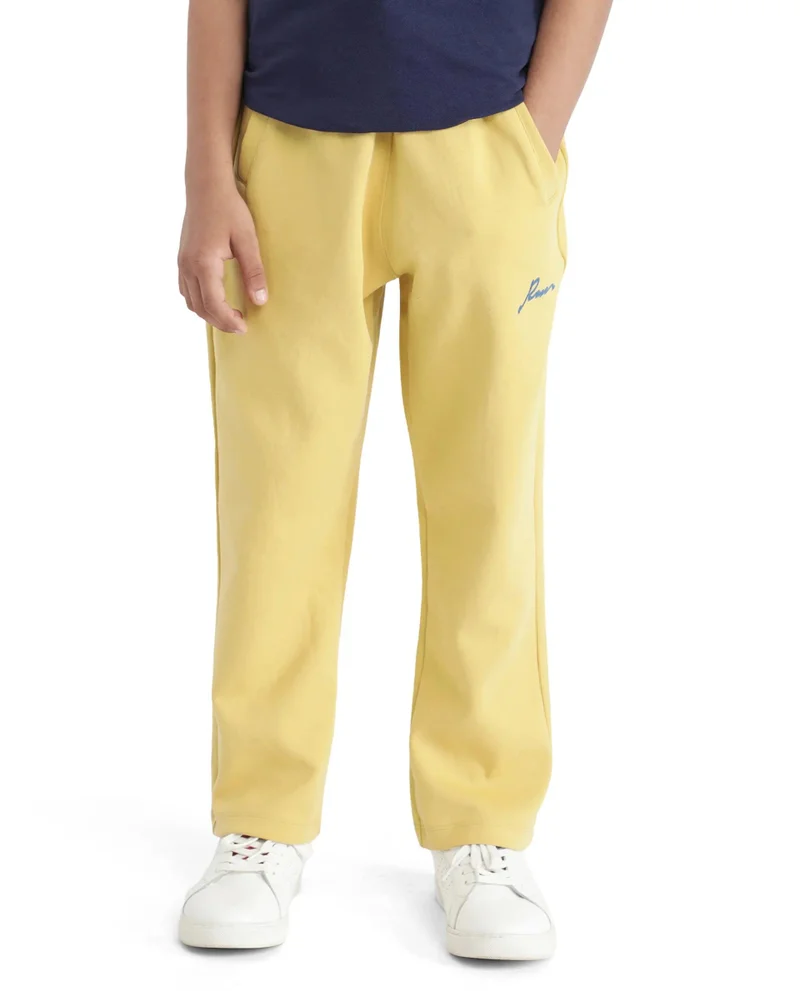 رير ونز Rare Ones Kids Kan Yellow Cotton Poly Flock Print Trackpant