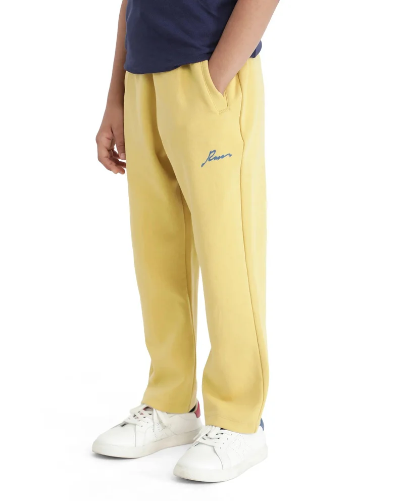 Rare Ones Rare Ones Kids Kan Yellow Cotton Poly Flock Print Trackpant