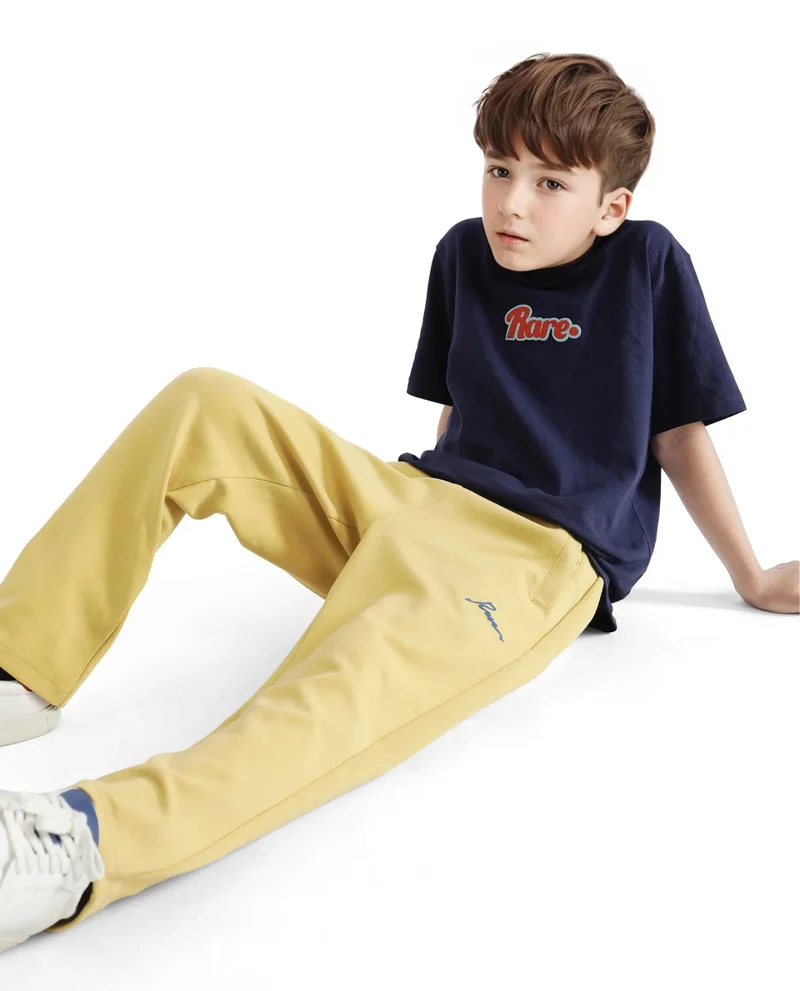 Rare Ones Rare Ones Kids Kan Yellow Cotton Poly Flock Print Trackpant