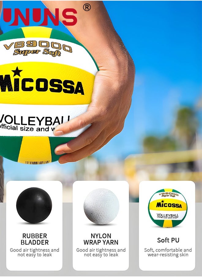 UNUNS Volleyball,Official Size 5 Volleyball,PU Leather Beach Volleyballs,Indoor Outdoor Volleyball For Kids Youth Adults,Beach Play,Match,Training Practice Volley Ball,Inflatable Volleyball With Pump  - Image 2