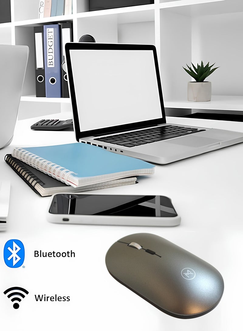 ماكس آند ماكس ماوس بصري لاسلكي قابل لإعادة الشحن - ماوس ألعاب مع DPI قابل للتعديل، وضع ثلاثي (2.4 جيجا بايت + بلوتوث مزدوج)، نقرة صامتة لأجهزة الكمبيوتر الشخصية والكمبيوتر المحمول وأجهزة Mac وiPhone وAndroid - Image 2