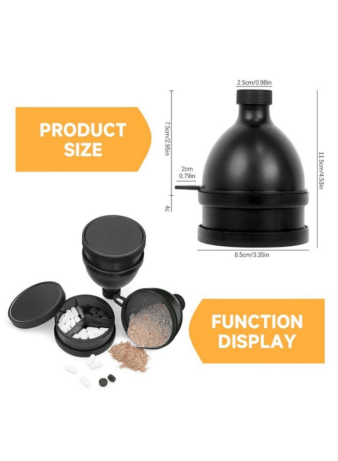 HANNEA® Protein Powder Funnel, 3 Compartment Pill Storage with Reinforced Caps to Stop Spills Supplement Container Set, Portable Protein Powder Container To Go & Dispenser Tablet - Image 2