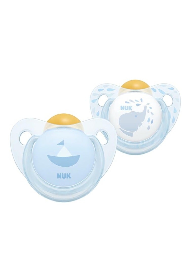 NUK Rose u0026 Blue Baby Latex Soothers 6-18 Months 2 Count - Image 1