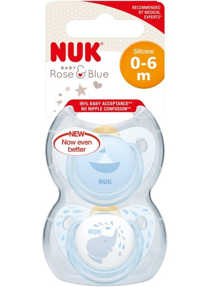 NUK Rose u0026 Blue Baby Latex Soothers 6-18 Months 2 Count - Image 2