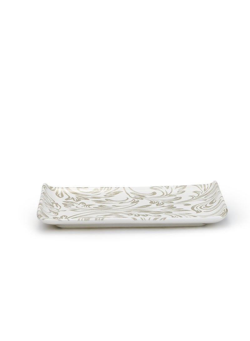 EDESSA Edessa Elana Ceramic Rectangle Serving Plate (White, 12.5 x 24cm, Set of 4)  - Image 3