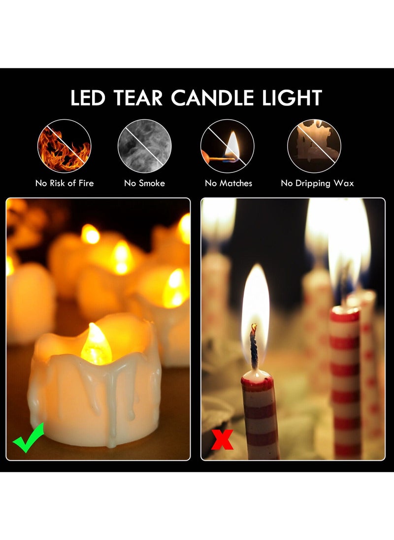 شموع شاي بدون لهيب، 12 قطعة شموع LED تعمل بالبطارية، شموع كهربائية بدون لهيب لتزيين حفلات الزفاف والغرف وأعياد الميلاد