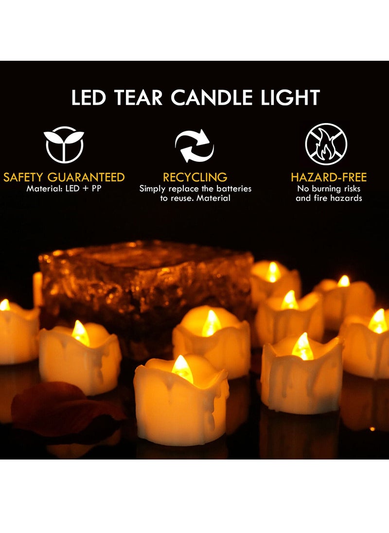 شموع شاي بدون لهيب، 12 قطعة شموع LED تعمل بالبطارية، شموع كهربائية بدون لهيب لتزيين حفلات الزفاف والغرف وأعياد الميلاد