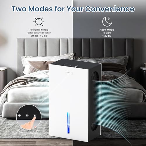 HANNEA® Dehumidifier for Room Moisture Control Dehumidifier for Bedroom Closet Cloakroom or Small Spaces up to 500 sq ft Daily Extraction 0.6-1.1L with 2.4L Water Tank 2 Modes and Drainage Hose - Image 3