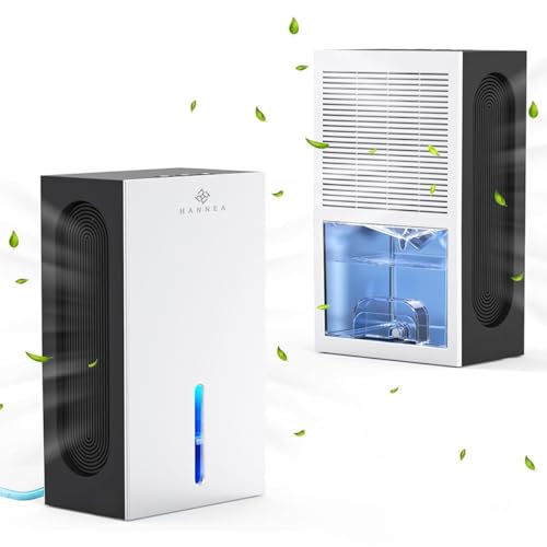 HANNEA® Dehumidifier for Room Moisture Control Dehumidifier for Bedroom Closet Cloakroom or Small Spaces up to 500 sq ft Daily Extraction 0.6-1.1L with 2.4L Water Tank 2 Modes and Drainage Hose - Image 1