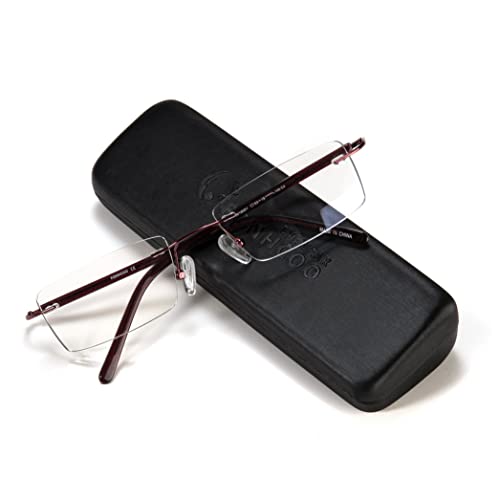 FONHCOO Blue Light Blocking Glasses Anti Blue Ray Unisex Lightweight Rimless Frameless Rectangle Computer Gaming Glasses Anti-Glare, Anti-Fatigue (Red) - Image 1