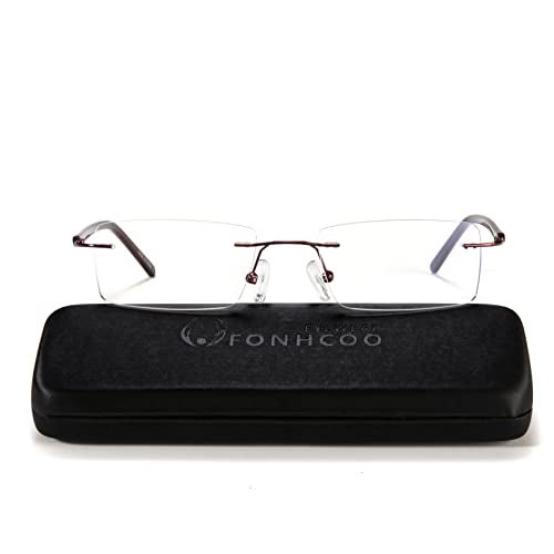 FONHCOO Blue Light Blocking Glasses Anti Blue Ray Unisex Lightweight Rimless Frameless Rectangle Computer Gaming Glasses Anti-Glare, Anti-Fatigue (Red) - Image 3