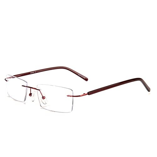 FONHCOO Blue Light Blocking Glasses Anti Blue Ray Unisex Lightweight Rimless Frameless Rectangle Computer Gaming Glasses Anti-Glare, Anti-Fatigue (Red) - Image 2