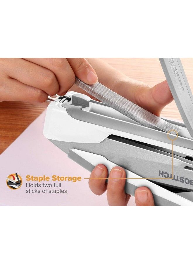 Bostitch Office Inpower+28 Executive Stapler 3 In 1 Stapler One Finger No Effort Spring Powered Stapler White Gray (1180)  - Image 5