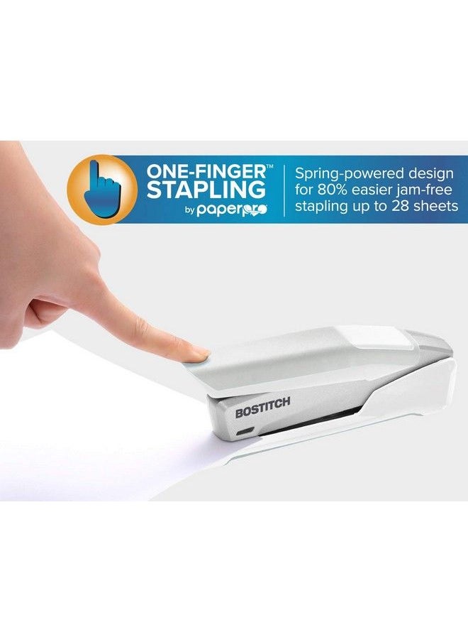 Bostitch Office Inpower+28 Executive Stapler 3 In 1 Stapler One Finger No Effort Spring Powered Stapler White Gray (1180)  - Image 3