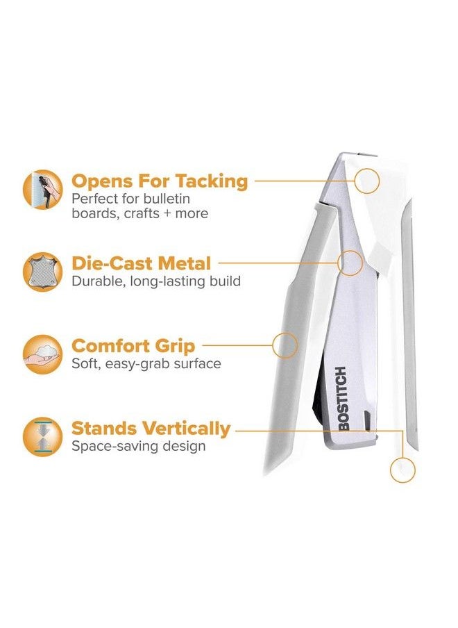 Bostitch - Office Inpower+28 Executive Stapler 3 In 1 Stapler One Finger No Effort Spring Powered Stapler White Gray (1180) - Image 1