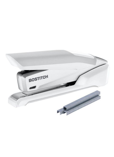 Office Inpower+28 Executive Stapler 3 In 1 Stapler One Finger No Effort Spring Powered Stapler White Gray (1180)