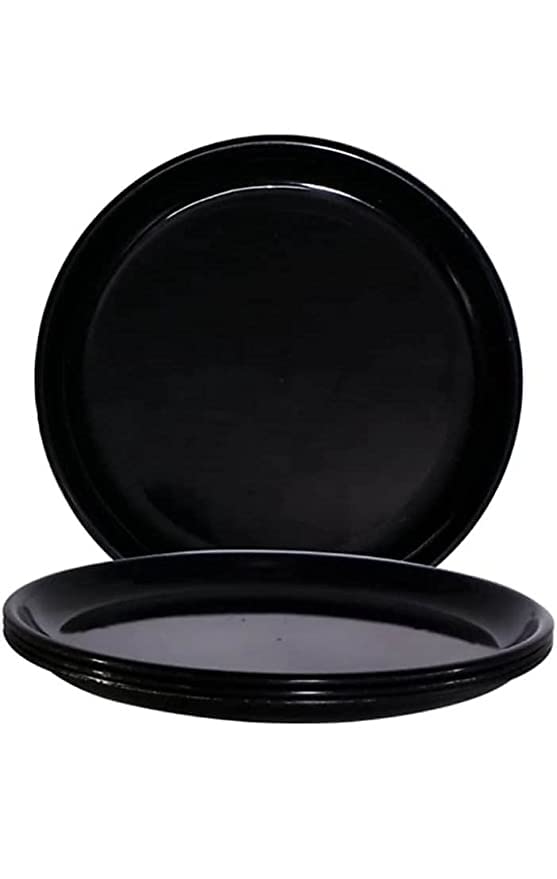 Coolkart Black Glossy Plates Microwave Safe Polypropylene Dinner Plate 11 Inches Set of 8 - Image 1