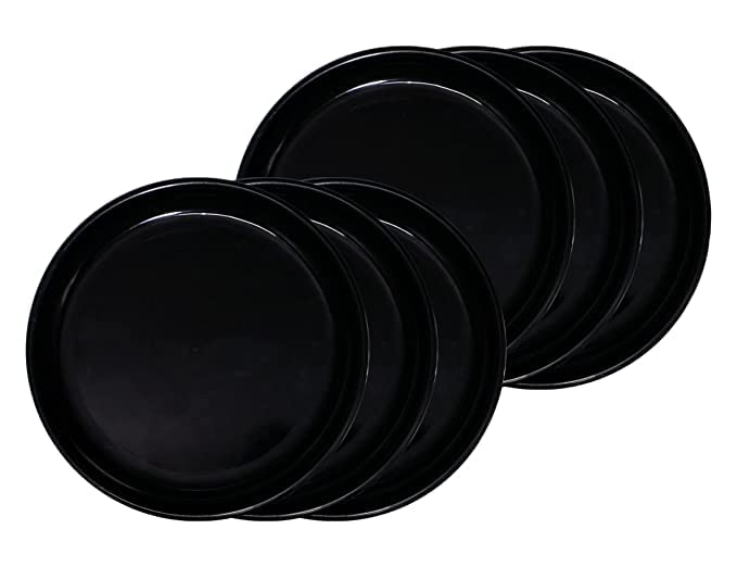 Coolkart Black Glossy Plates Microwave Safe Polypropylene Dinner Plate 11 Inches Set of 8 - Image 2