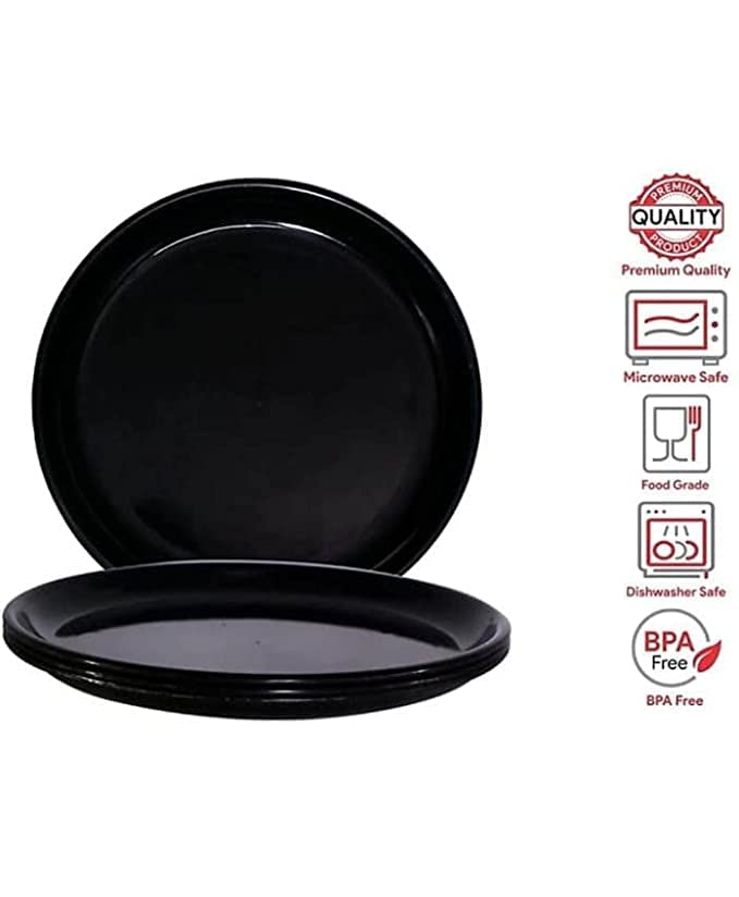 Coolkart Black Glossy Plates Microwave Safe Polypropylene Dinner Plate 11 Inches Set of 8 - Image 3