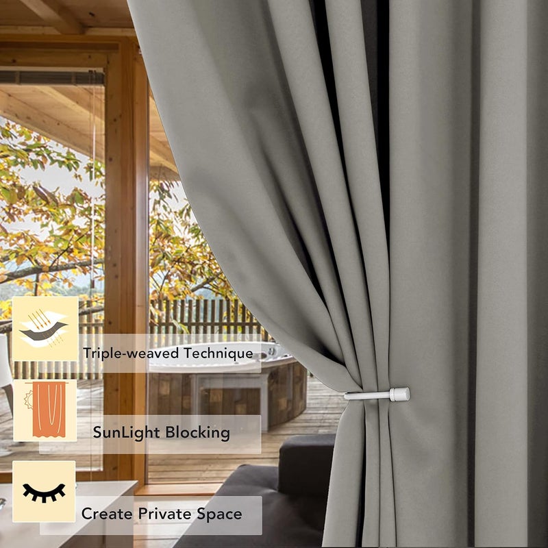 BONZER Room Divider Curtain Total Privacy Wall Wide Grommet Room Darkening Curtains for Patio Sliding Glass Door, 96L x 70W Inch (8L x 5.8W ft), 1 Panel, Silver - Image 2