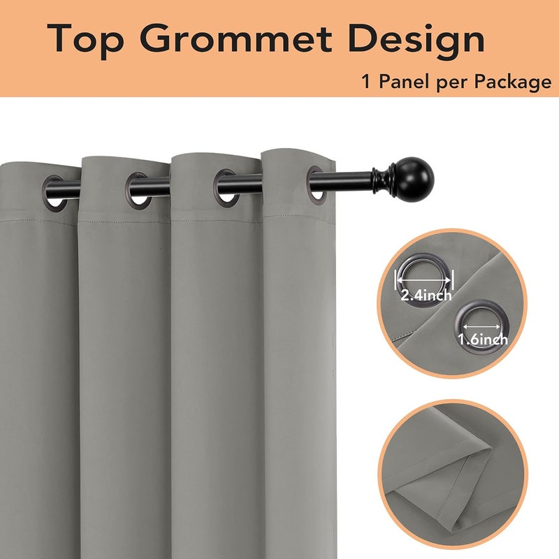 BONZER Room Divider Curtain Total Privacy Wall Wide Grommet Room Darkening Curtains for Patio Sliding Glass Door, 96L x 70W Inch (8L x 5.8W ft), 1 Panel, Silver - Image 3