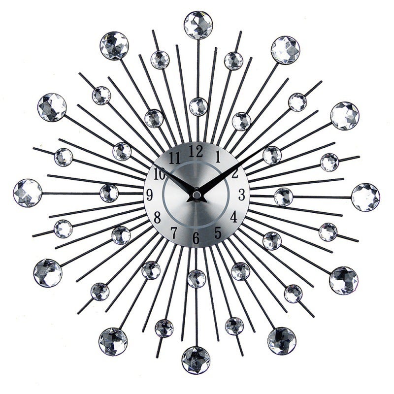 European-Style Fashion Light Luxury Crystal Creative Wall Clock Simple Living Room Clock Home Personalized Electronic Clock Wall Hanging Watch - Image 2