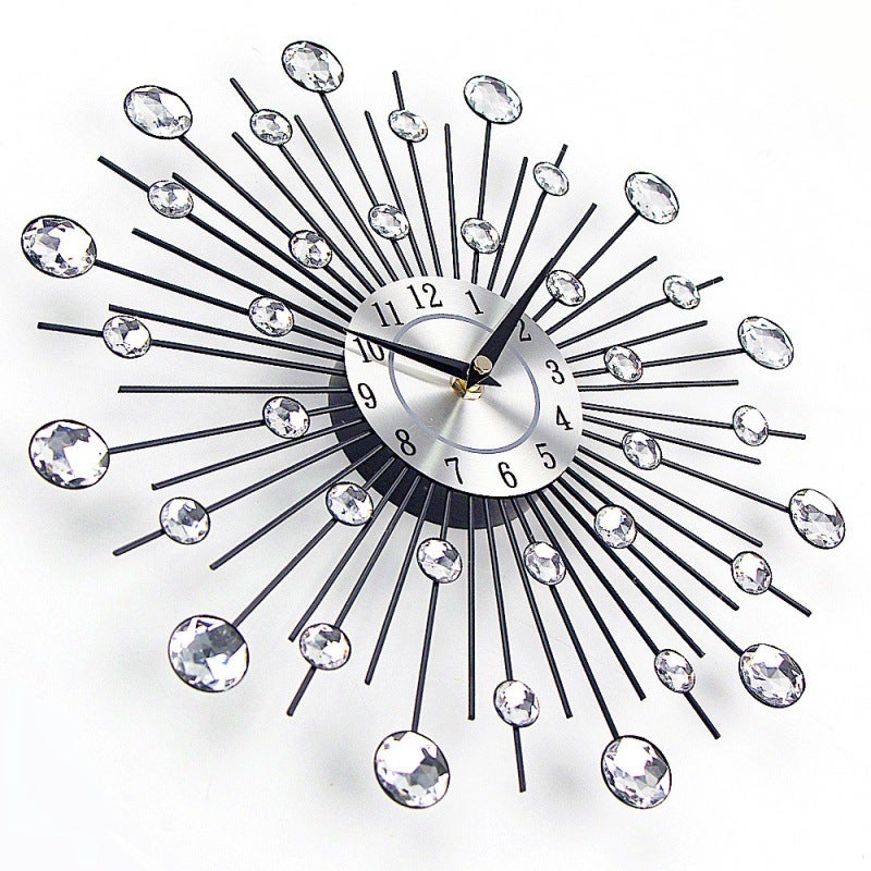European-Style Fashion Light Luxury Crystal Creative Wall Clock Simple Living Room Clock Home Personalized Electronic Clock Wall Hanging Watch - Image 5