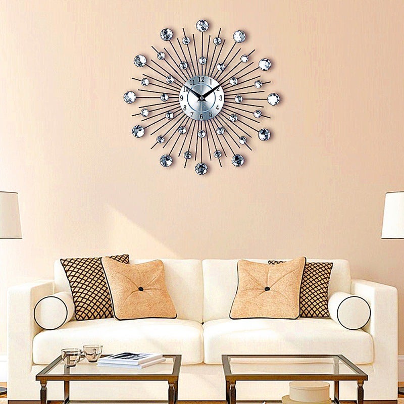 European-Style Fashion Light Luxury Crystal Creative Wall Clock Simple Living Room Clock Home Personalized Electronic Clock Wall Hanging Watch - Image 4