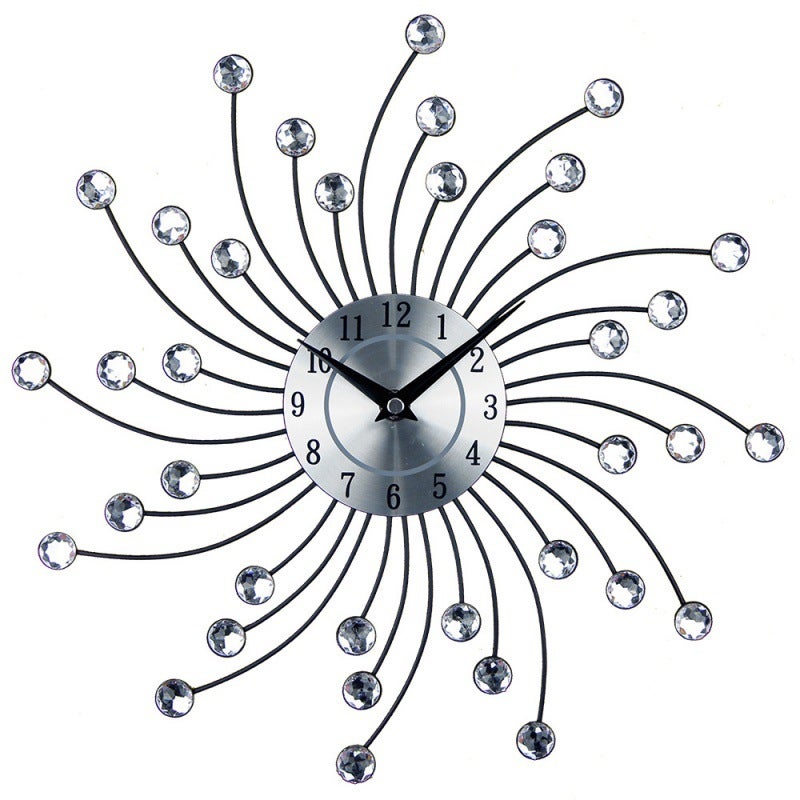 European-Style Fashion Light Luxury Crystal Creative Wall Clock Simple Living Room Clock Home Personalized Electronic Clock Wall Hanging Watch - Image 1
