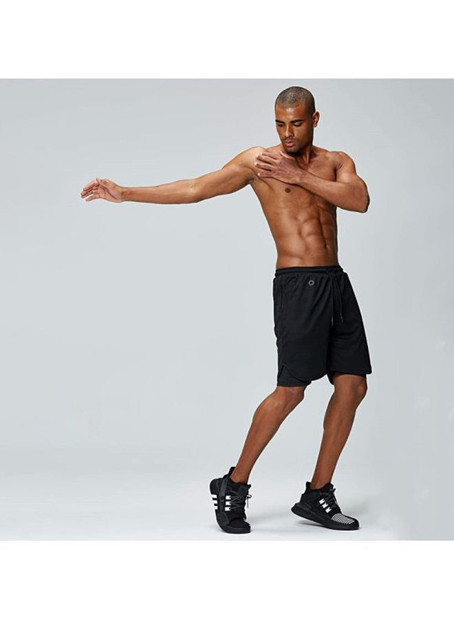 Halamodo Gym Shorts for Men,Quick Dry Mesh Lightweight Training Athletic Running Shorts with Large Pockets with Liner,Stretch Workout Shorts - Image 2