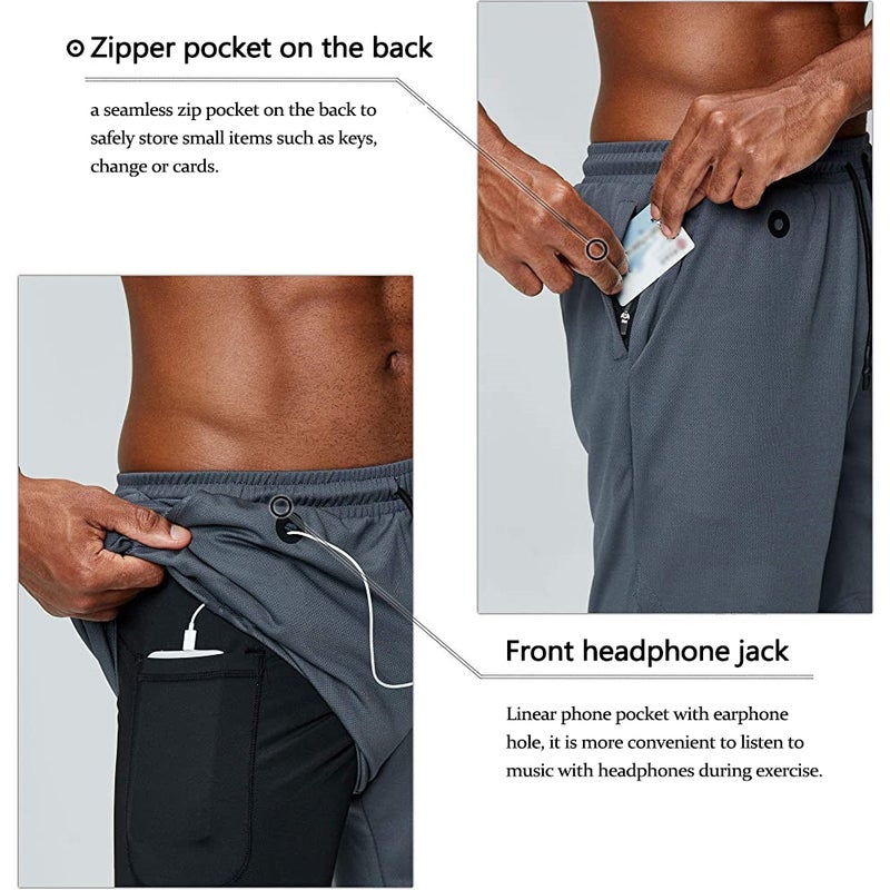 Halamodo Gym Shorts for Men,Quick Dry Mesh Lightweight Training Athletic Running Shorts with Large Pockets with Liner,Stretch Workout Shorts - Image 5
