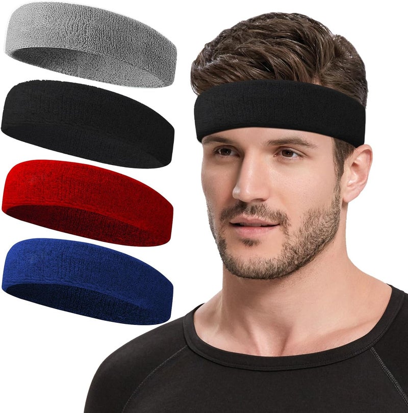 NON STOP Sweatbands Sports Headband for Men & Women, Moisture Wicking Hairband Athletic Towel Headbands Cotton Head Sweat Bands for Running, Cycling, Yoga, Spa - Image 1
