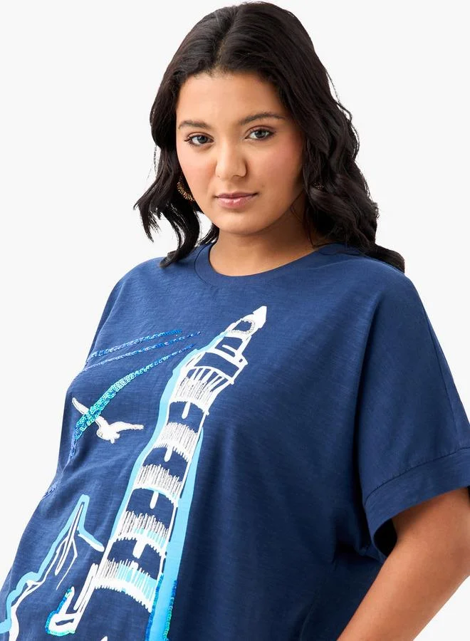 Ulla Popken Plus Size Ulla Popken Printed T-shirt