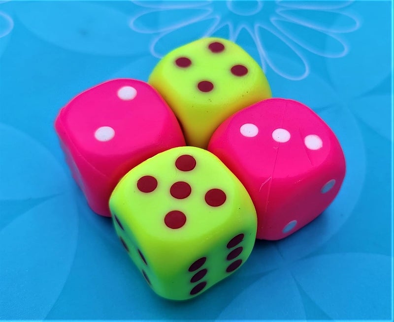 SSKR Pack of 4 Piece 25mm Very Big Size Six Sided Multi Color Dice or Die for Playing Board Games and Poker Chip Set Games | Best Birthday Return Gift - Image 5