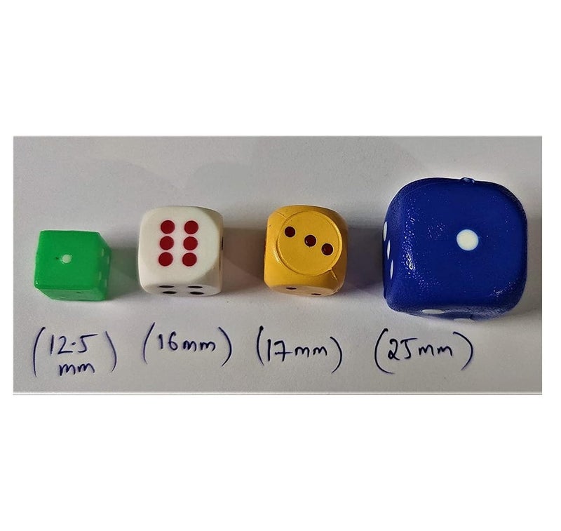 SSKR Pack of 4 Piece 25mm Very Big Size Six Sided Multi Color Dice or Die for Playing Board Games and Poker Chip Set Games | Best Birthday Return Gift - Image 2
