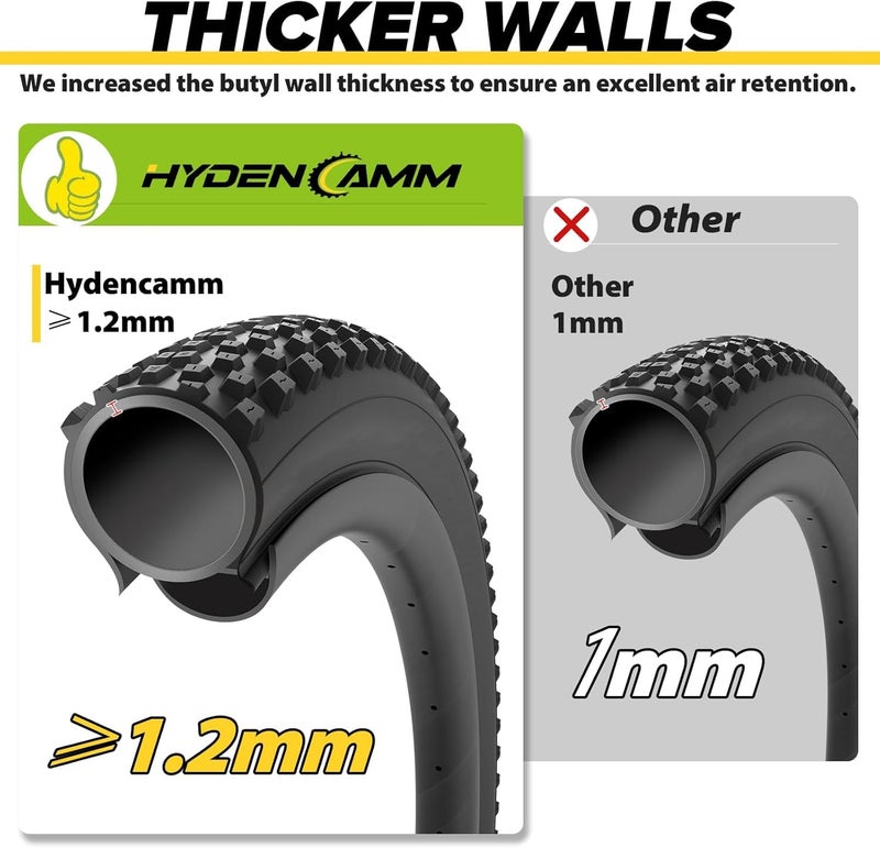 Hydencamm 2 Pack 26x4 Fat Bike Tube with AV 32mm Valve, Premium Butyl Rubber 26 x 3.50 26x3.60 26x3.80 Fat Tire Bike Tubes with 2 Tire Levers, 26x4 Bike Tube for Road/MTB/E Bike by Hydencamm(2 of One Size) - Image 3