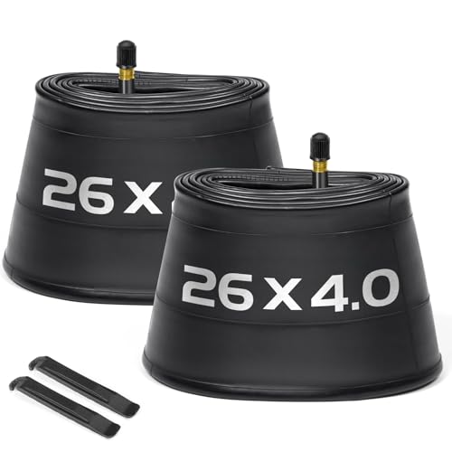 Hydencamm 2 Pack 26x4 Fat Bike Tube with AV 32mm Valve, Premium Butyl Rubber 26 x 3.50 26x3.60 26x3.80 Fat Tire Bike Tubes with 2 Tire Levers, 26x4 Bike Tube for Road/MTB/E Bike by Hydencamm(2 of One Size) - Image 1
