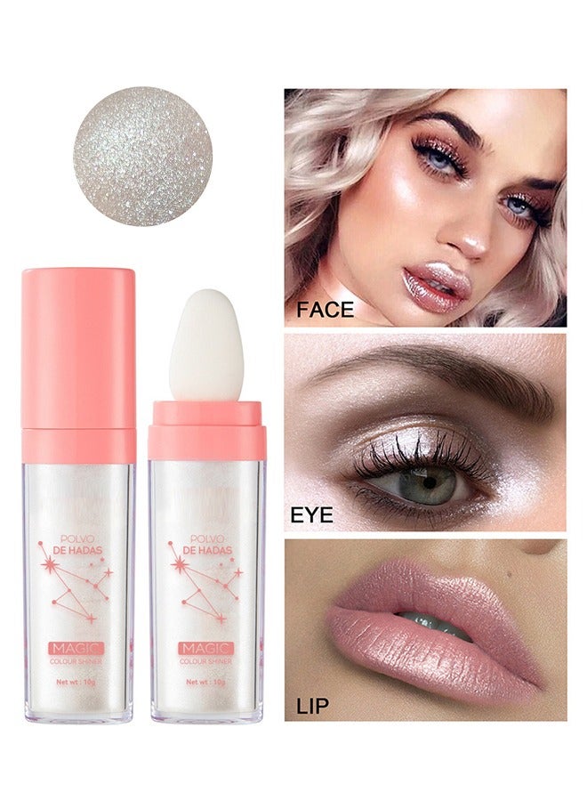 BSIMONE Magic Colour Shiner - Polvo De Hadas Fairy Highlight Patting Powder Highlighter Body Glitter For Face Hair Eye Lip And Body - Make Up For Prom - Festival Rave - Stage Makeup（#01 White moonbeam） - Image 1