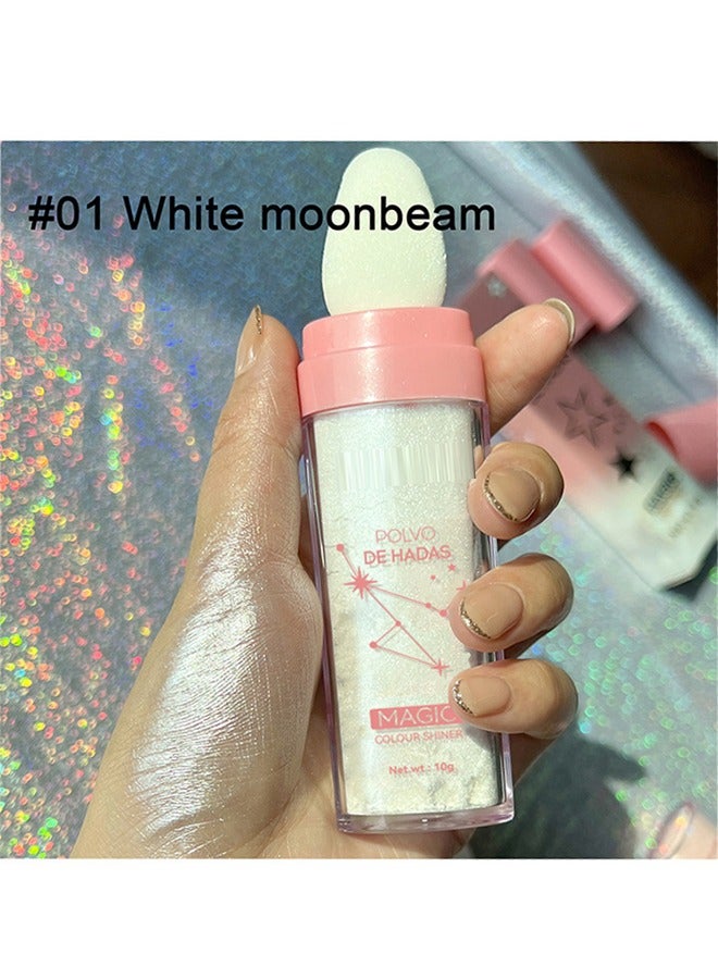 BSIMONE Magic Colour Shiner - Polvo De Hadas Fairy Highlight Patting Powder Highlighter Body Glitter For Face Hair Eye Lip And Body - Make Up For Prom - Festival Rave - Stage Makeup（#01 White moonbeam） - Image 2