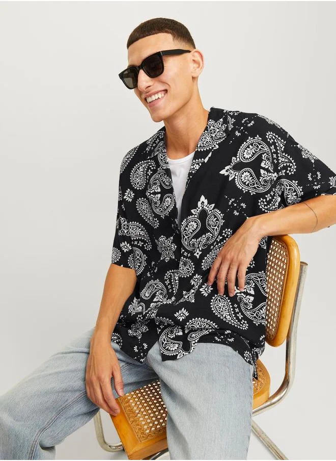 جاك اند جونز Paisley Print Resort Collar Shirt