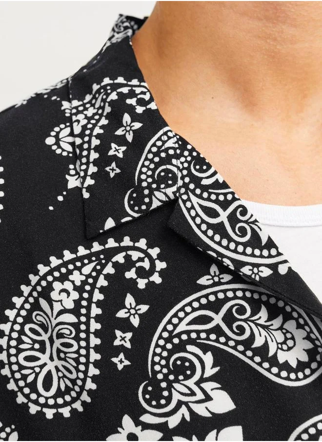 جاك اند جونز Paisley Print Resort Collar Shirt