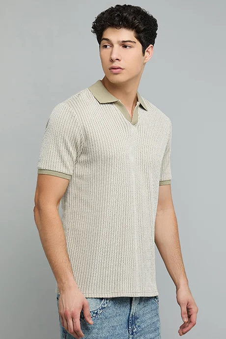 أر أند بي Striped Polo T-Shirt with Short Sleeves