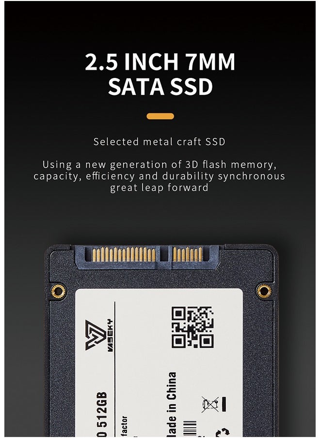 فاسكي Vaseky 2TB SSD - محرك أقراص الحالة الصلبة SATA3 العالمي مقاس 2.5 بوصة لأجهزة الكمبيوتر المحمولة وأجهزة الكمبيوتر المكتبية  - Image 3